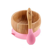 American avanchy bamboo bowl natural baby bowl spoon set baby plate complementary food bowl sucker bottom children tableware