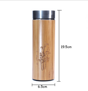 Transhome Creative Bamboo Thermos Bottle 360ml Stainless Steel Tumbler Vacuum Flasks Insulated Bottles Coffee Mug For Travel Tea (China)