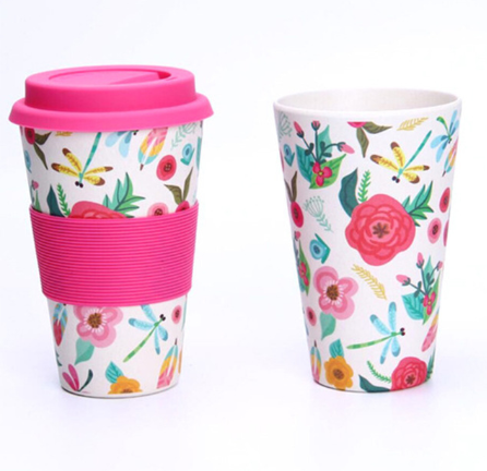 Tasses en fibre BAMboo 400 ml  Rose & Rouge - éco-responsable